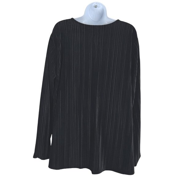 J. Jill‎ Wearever Collection Velvet Top 2X Black Ribbed Long Sleeve TP-3226 - Picture 4 of 7